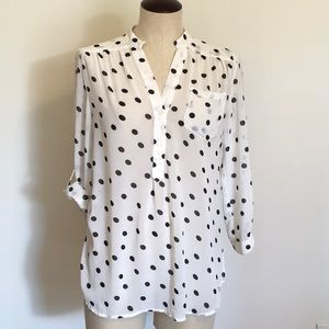 Francesca’s Birdcage Black & Cream Blouse Sz S